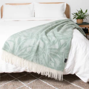 Sage Green Wool Blanket - Dragon Tree Leaf