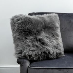 Grey Sheepskin Cushion 45x45cm
