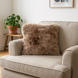 Light Brown Sheepskin Cushion 45x45cm