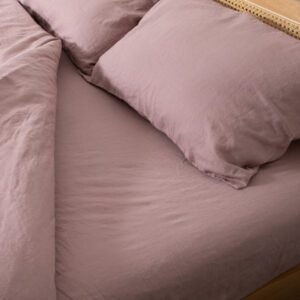 Blush Pink 100% Linen Fitted Sheet