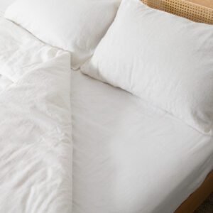 White 100% Linen Fitted Sheet