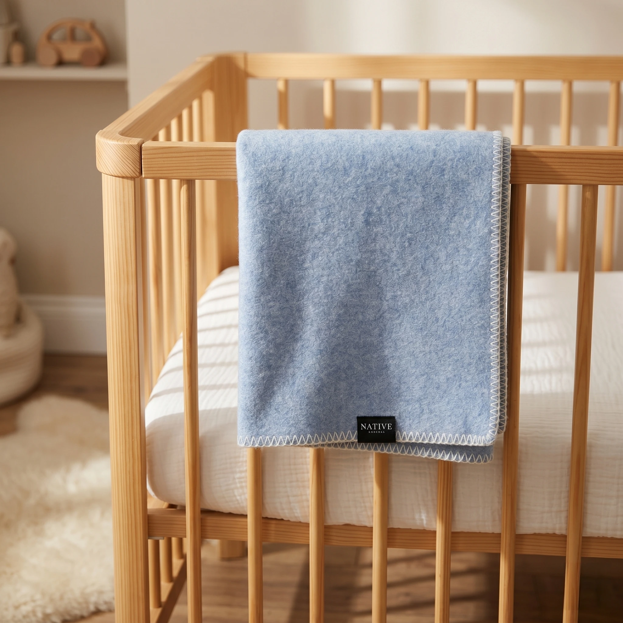 Baby Blue Wool Blanket - Image 2