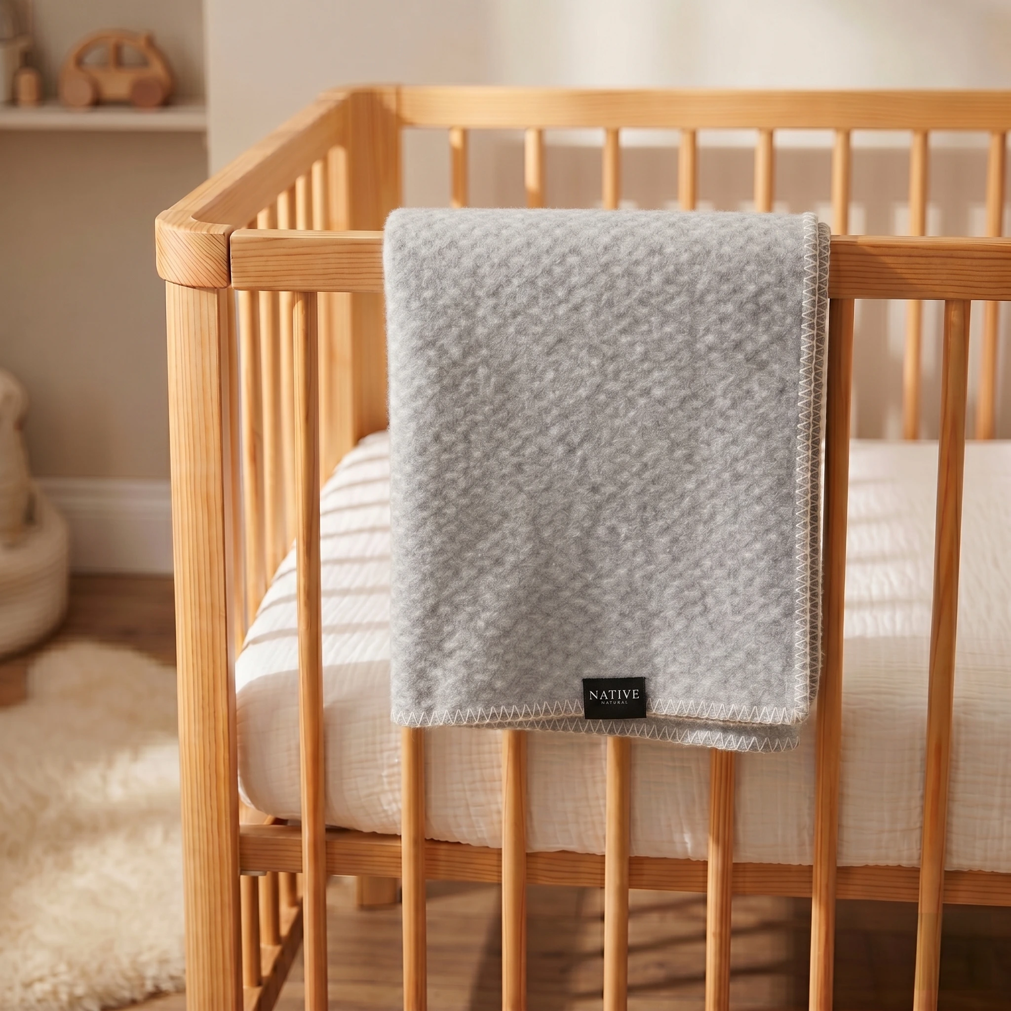 Hoop Baby Grey Wool Blanket - Image 2