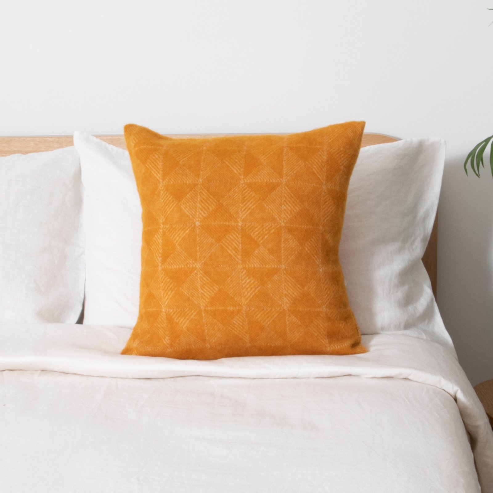 Diamond Mustard Wool Cushion 45x45cm - Image 2