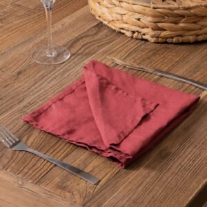 Brick Red Set of 4 100% Linen Napkins