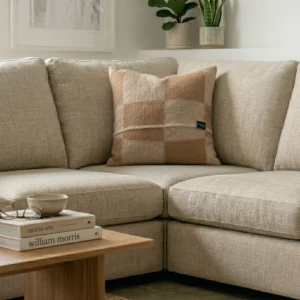 Checkerboard Beige Wool Cushion 45x45cm
