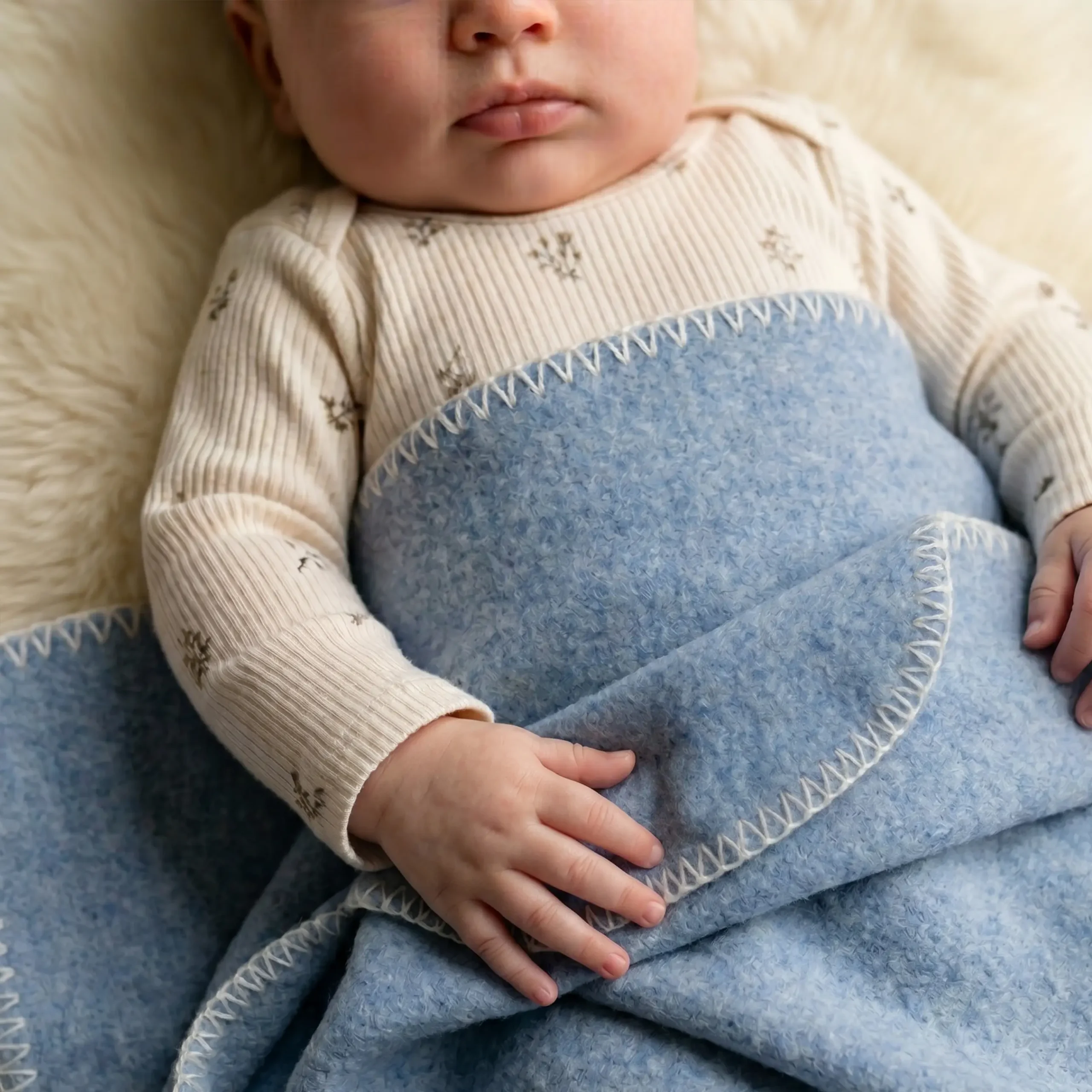 Baby Blue Wool Blanket - Image 3