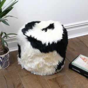 Black & White Filled Sheepskin Pouffe
