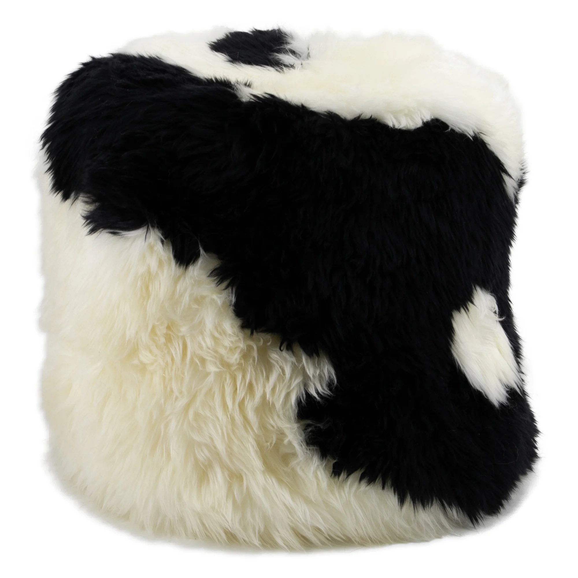 Black & White Filled Sheepskin Pouffe - Image 2