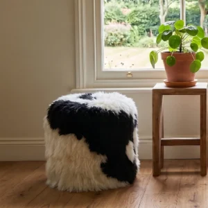 Black & White Filled Sheepskin Pouffe