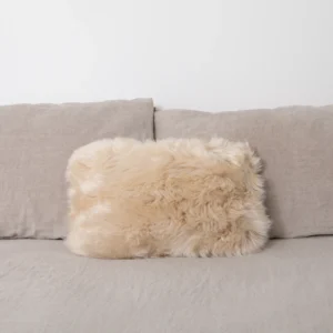 Double Sided Beige Sheepskin Cushion 30x50cm