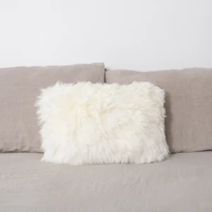 Double Sided Ivory White Sheepskin Cushion 30x50cm