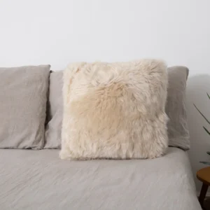 Double Sided Beige Sheepskin Cushion 45x45cm