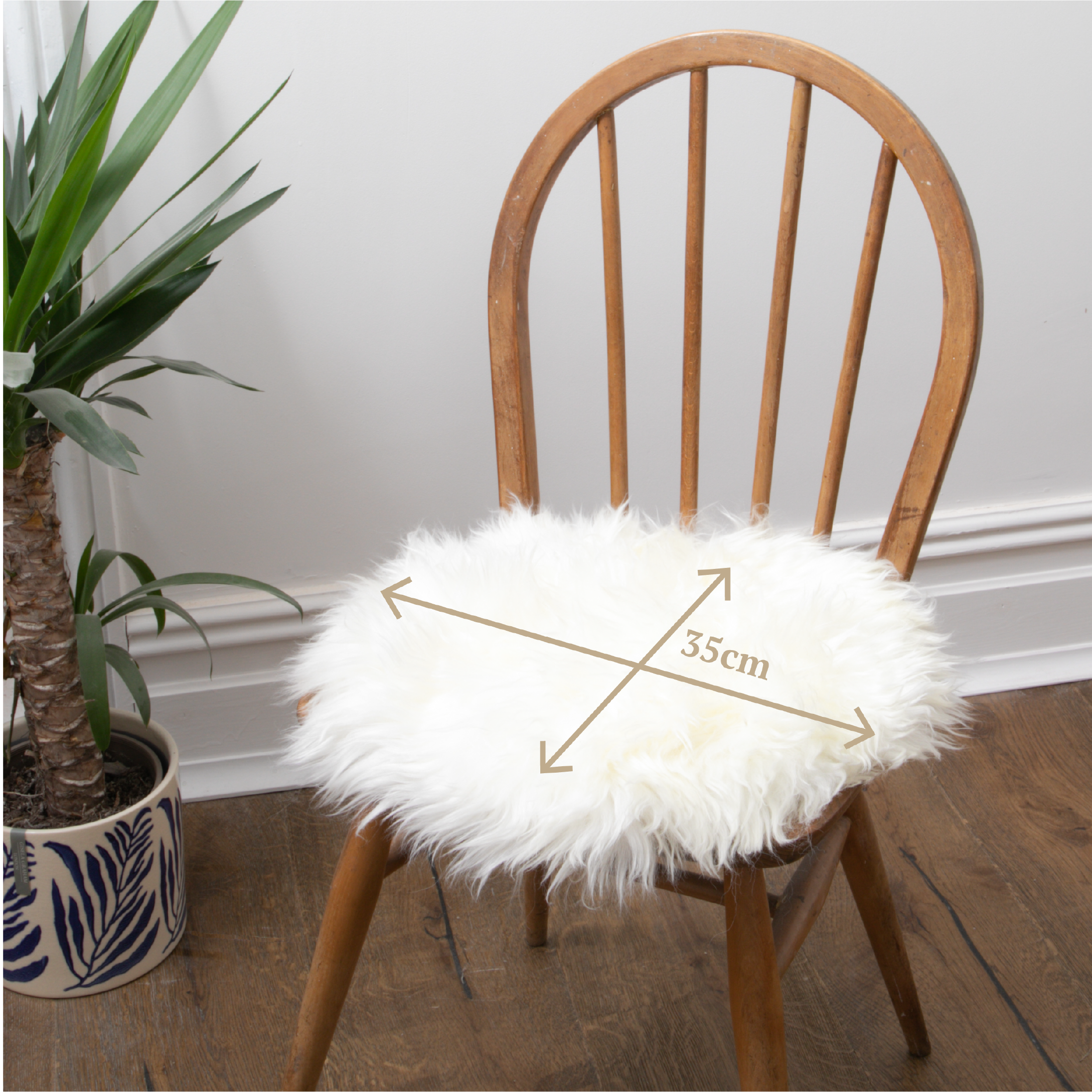 Genuine Round Sheepskin Chair Pad - Ivory White
