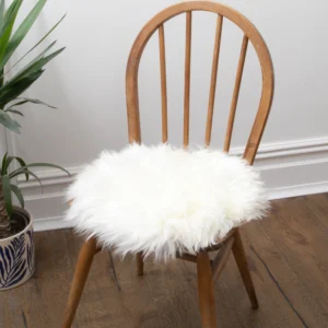 Sheepskin Chair Pad Round Ivory White