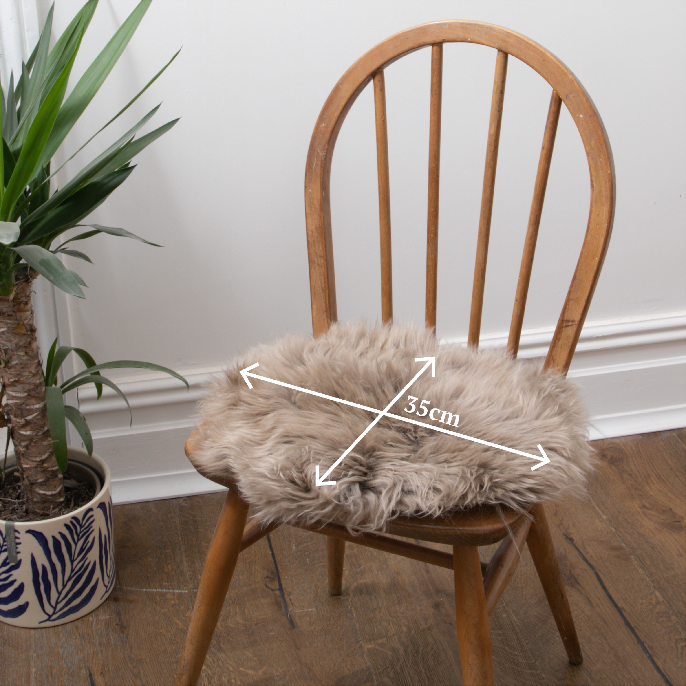 Genuine Round Sheepskin Chair Pad - Ivory White