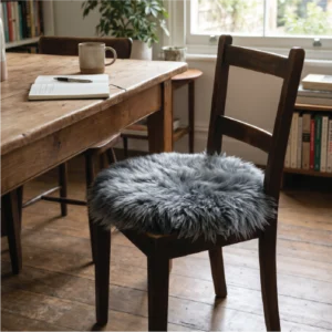 Genuine Round Sheepskin Chair Pad - Grey