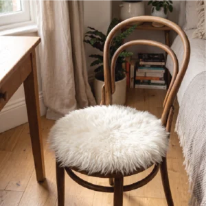 Genuine Round Sheepskin Chair Pad - Ivory White