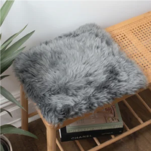 Genuine Square Sheepskin Chair Pad - Grey