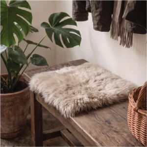 Genuine Square Sheepskin Chair Pad - Light Brown