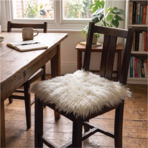 Genuine Square Sheepskin Chair Pad - Ivory White