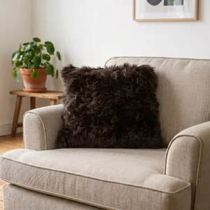 Chocolate Brown Sheepskin Cushion