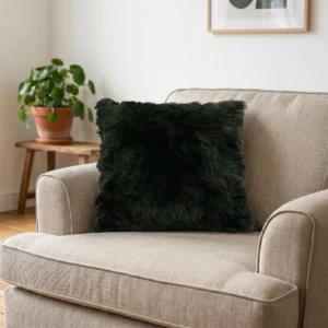 Forest Green Sheepskin Cushion