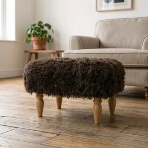 Shearling Lambskin Chocolate Brown Stool
