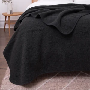 Midnight Black Merino Wool Blanket