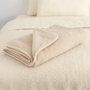 Beige Merino Wool Blanket