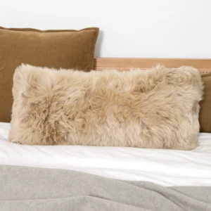 Champagne Long Genuine Sheepskin Cushion 30 x 70cm