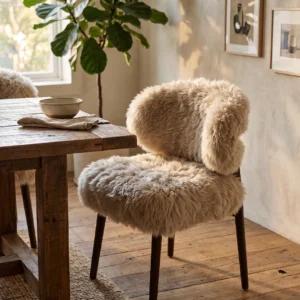 Genuine Longwool Sheepskin Dining Chair (set of 2)
