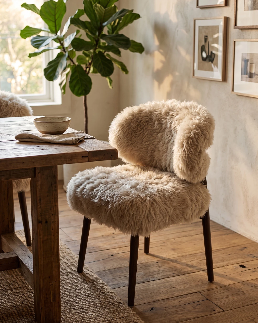 Genuine Longwool Sheepskin Dining Chair (set of 2) - Image 9