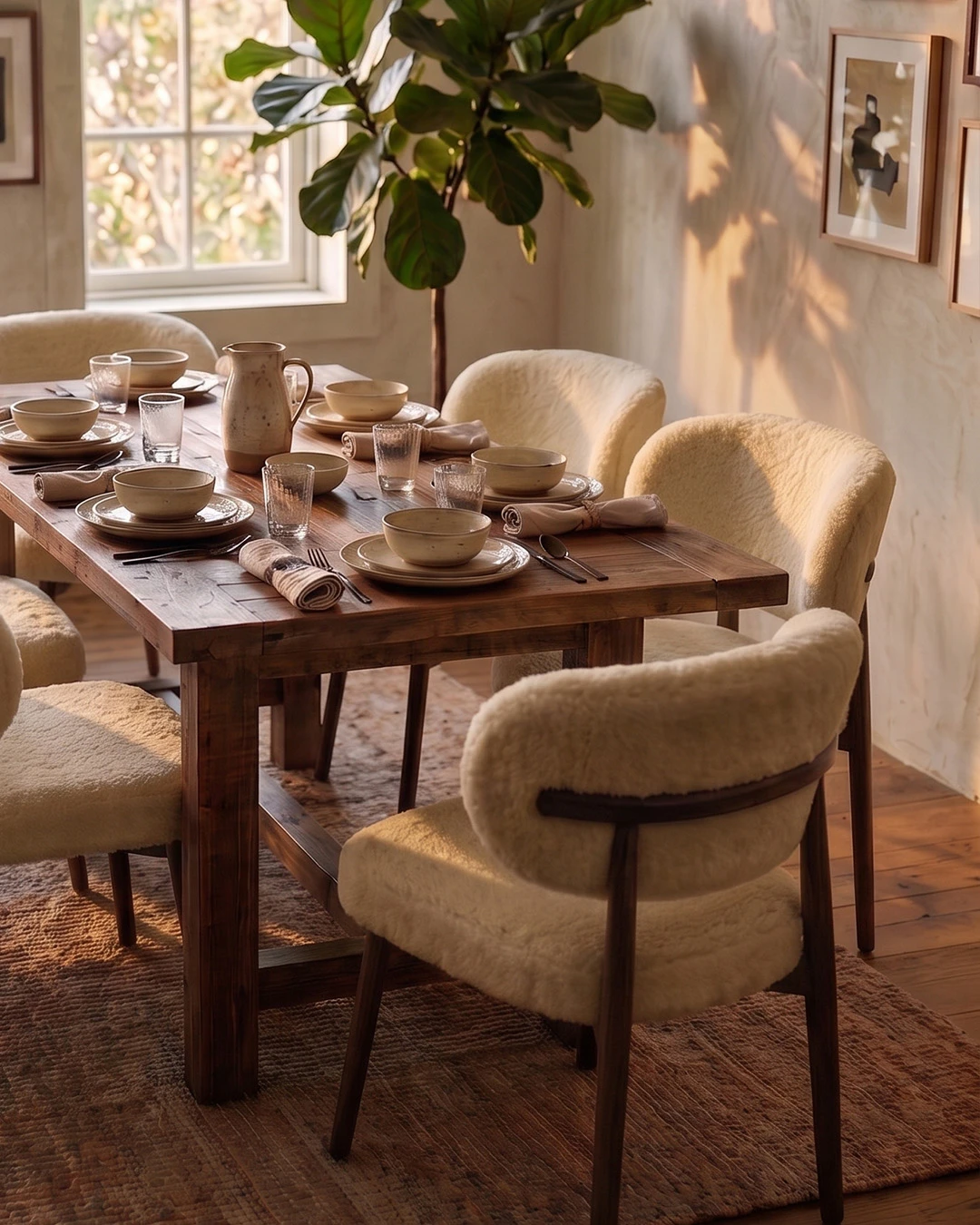 Genuine Short Fur Sheepskin Dining Chair (set of 2) - Image 14