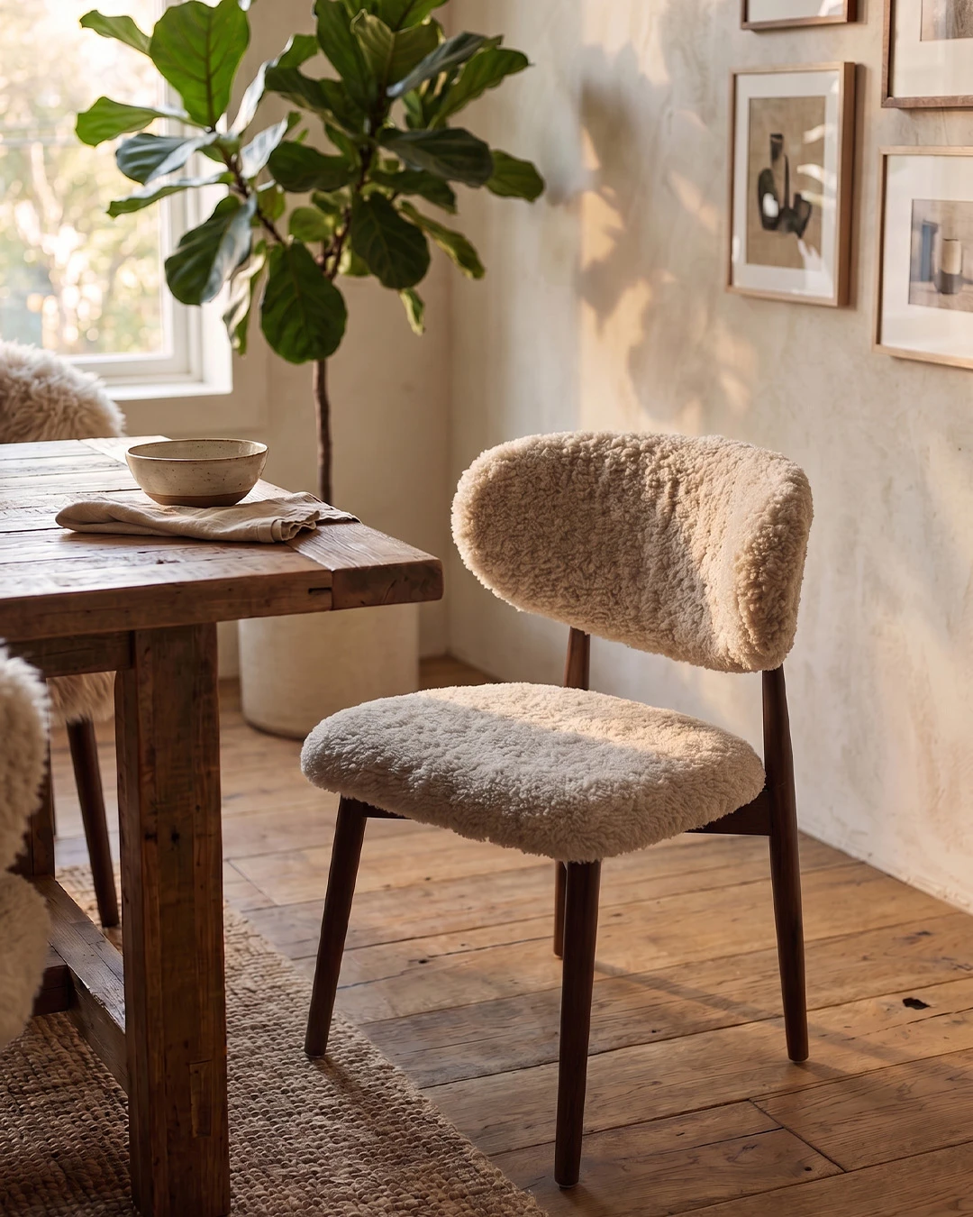 Genuine Short Fur Sheepskin Dining Chair (set of 2) - Image 15