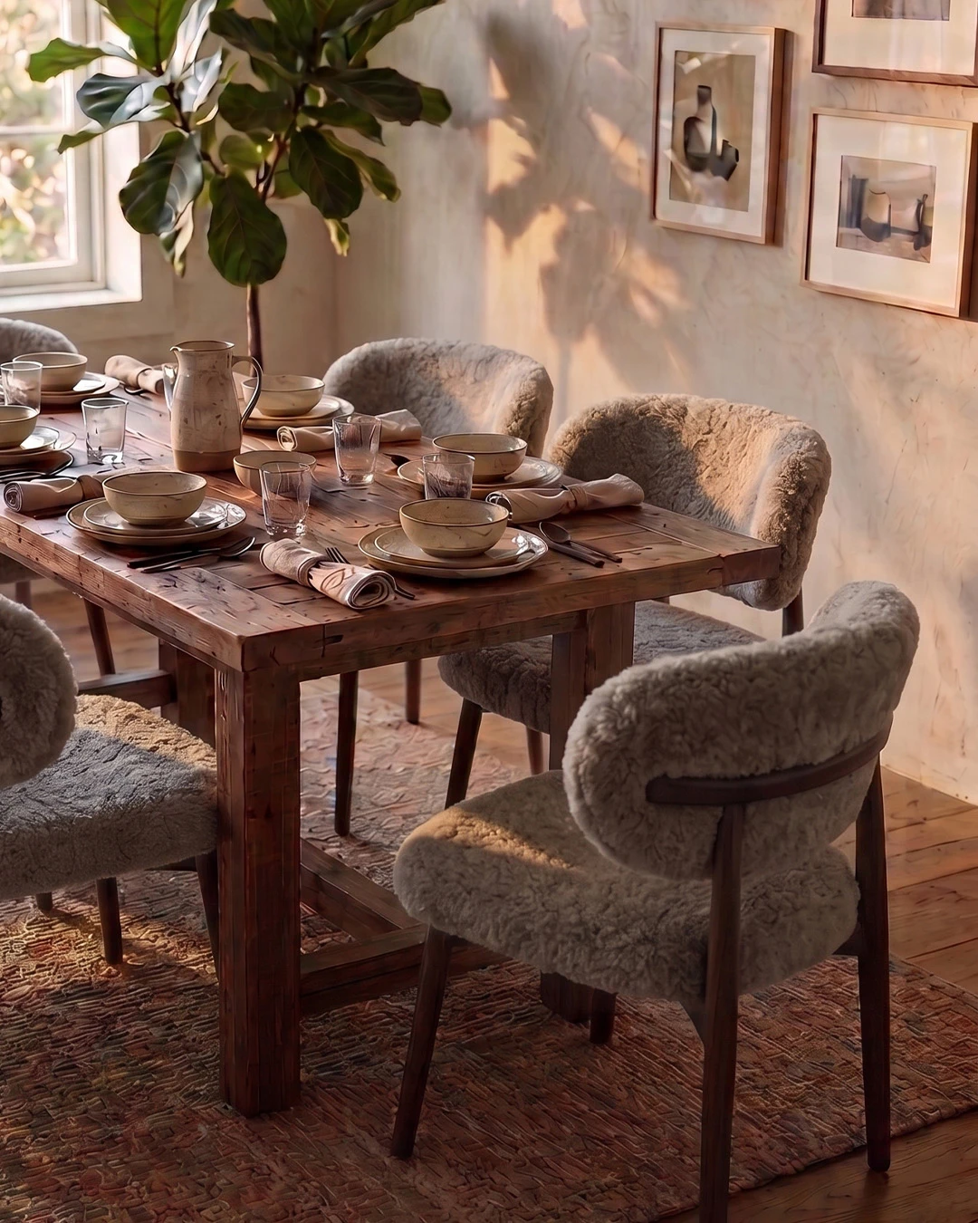 Genuine Short Fur Sheepskin Dining Chair (set of 2) - Image 6
