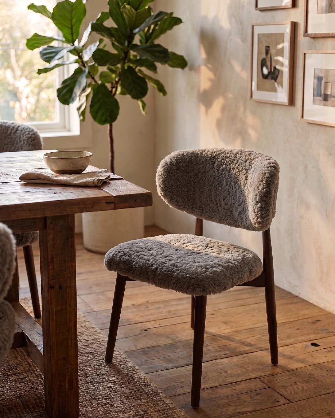 Genuine Short Fur Sheepskin Dining Chair (set of 2)