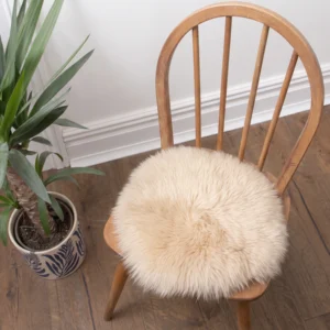Champagne Round Sheepskin Chair Pad
