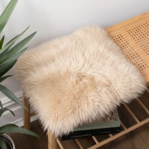 Champagne Square Sheepskin Chair Pad